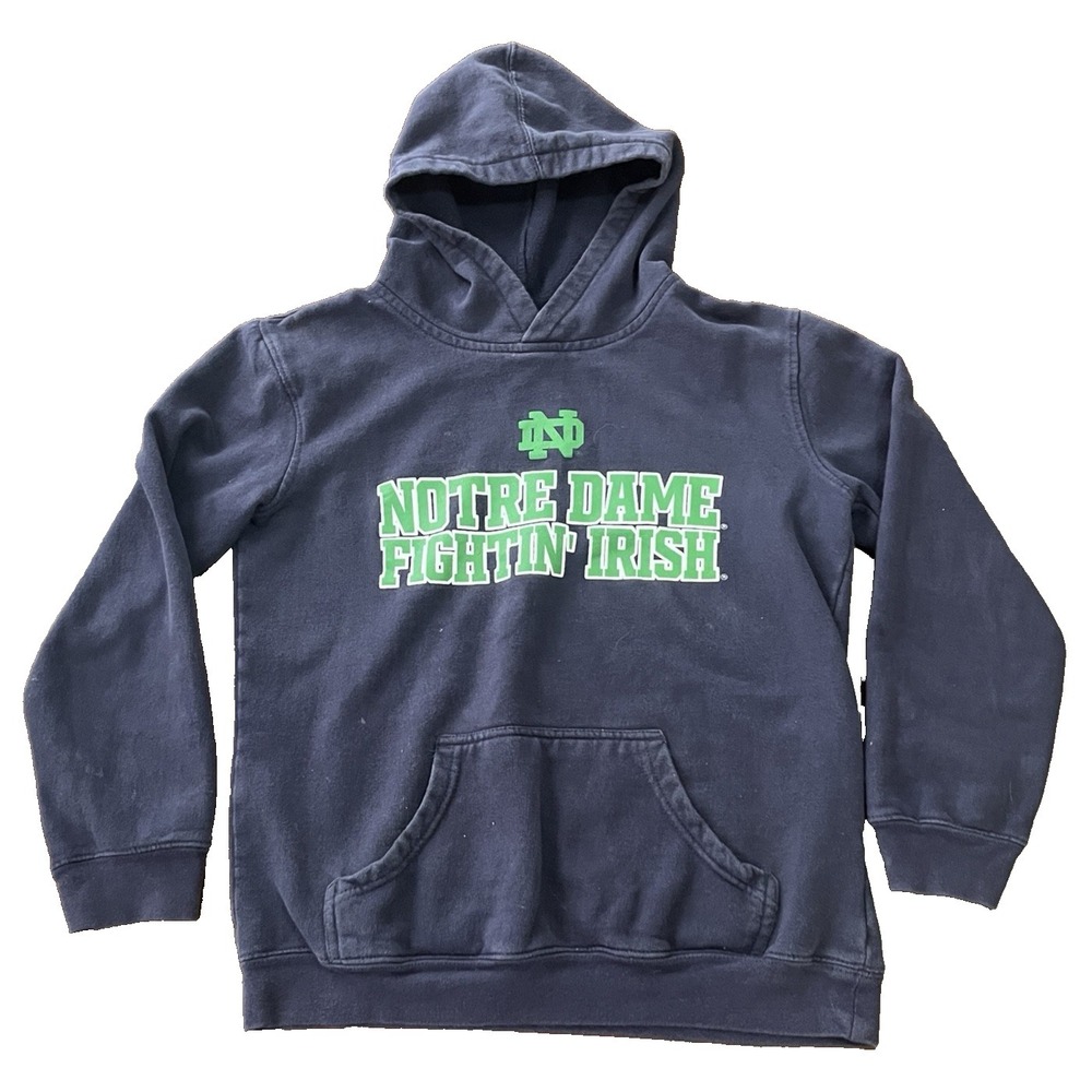 Adidas Notre Dame Fighting Irish Hoodie Youth L 14-16 Blue Pullover Sweatshirt‎